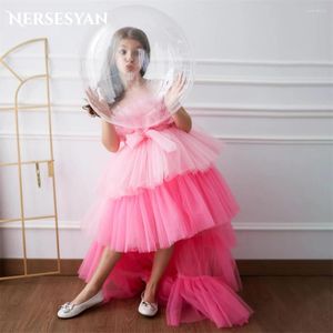 Sukienki dla dziewcząt Nersesyan Mix Colours Elegancki kwiat na ślub warstwy Wysokie/niskie konkursy na przyjęcie urodzinowe Suknie okazjonalne