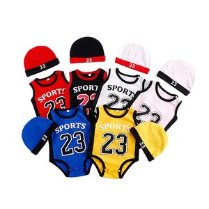 Детский мальчик дизайнерский дизайнерская одежда для ромпера для девочки баскетбол 23 Печать с короткими рукавами с коротки