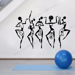 Wall Stickers Adhesive Decal Home Decor Sticker African Girls Woman Dancing In Ethnic Style Lady Room Removable Mural Rb483