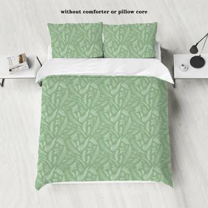 Sängkläder sätter 3st polyester Green Plant Bedroom Quilt Cover Girls Pudowcase Lämplig för (1 2 ingen kärna)