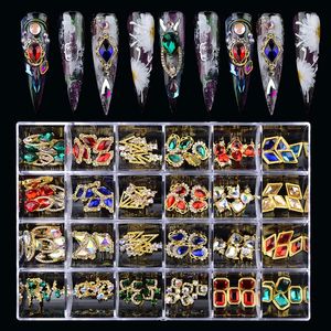 Nagelkonst Rhinestones Kit Alloy 3D Charms Diamonds för lyxiga juveler del ädelstenar Dekorationer Tillbehör 240426