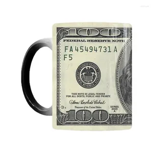 Canecas Magic Magic Heat Sensition Coffee com Dollar Bills Design Projeto Cerâmica Caneca Espresso Funny Charme Charme Charme Crianças Crianças