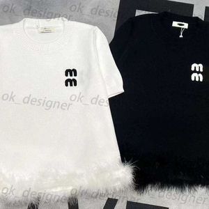 2024SS MM summer women knit top designer t shirt fashion letter graphic tee casual round neck pullover shorts sleeve kintted sweater