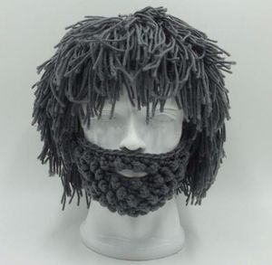 BBYES Cool Gifts Beard Hats Handmade Knit Warm Caps Halloween Funny Party Beanies for Mad Scientist Caveman Men Women New Winter S3025375