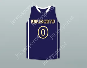 Custom nay mass jovens/crianças Jaylen Brown 4 Wheeler High School Wildcats Jersey de basquete azul marinho 1 Top Stitched S-6xl