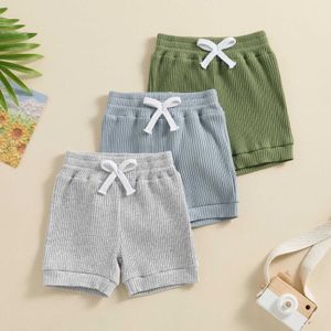 Shorts New Summer Childrens and Toddler Boys 3 Pack Shorts Set Casual Solid Loose Drawstring Shorts Baby Boys Shorts 0-3Y d240510