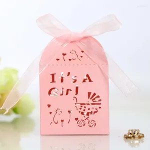 Gift Wrap Baby Shower Birthday Girl Party Favors Baptism Born Child Box Dopning Souvenirs Dragees Chocolate Candy Boxes Gäster