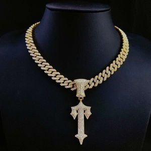 fashion personality hip hop cross sword pendant with full diamond cuban chain niche legendary sword accessory designers design holiday gifts
