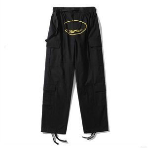 Mens Pants Car Mens Streetwear Hip Hop Printed Casual Trousers Military Retro Multi-pockets Straight Loose Overalls Couple Sport