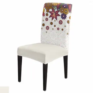 Chair Covers Boho Retro Floral Dining Spandex Stretch Seat Cover For Wedding Kitchen Banquet Party Case
