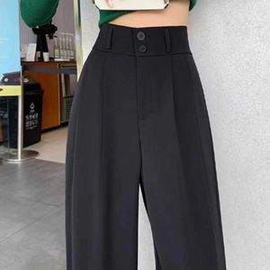 Kadın Pantolon Capris Yüksek Belli Geniş Bacak Pantolon Kadınlar Kore Moda Bahar Gevşek ve Düz Pantolon Kadın Günlük Bag Sokak Giysileri Yeni Pantsl2405