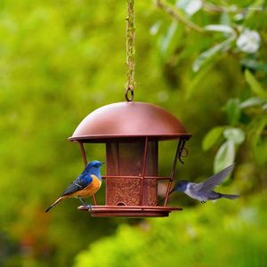 Other Bird Supplies Outdoor Hanging Feeder Metal Roof Design Multiple Holes Nut Feeding Dispenser Food Container For Courtyard Garden