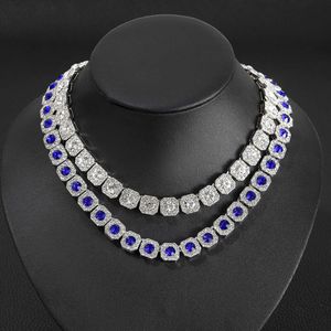 Runde blaue Legierung Felsenzucker Kubanische Kette Halskette Neckketten Trendy Herren Trendy Damen personalisiert mit Klauenknochenzucker Halskette
