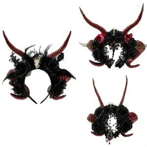 Party Supplies Witch Horn Devil Rose pannband mörka spetsar för karnevaler handgjorda gotiska kostymdroppar