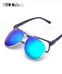 Duas Oclock Multi Colors Clip on Sunglasses Men Polarizou Mulheres Piloto Fit sobre óculos de sol Virar lentes Polaroid Goggles3020265