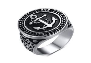 New Arrival 20MM Men039s Nautical Pirate Anchor symbol 316L Stainless Steel Rings Size 812 in USA and Europe8484554