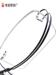 Framels glas för myopiska kvinnor ultraljus och superelastisk titanlegering glasögonram dubbel linje fyrkantiga rimls optiska lins S1031958