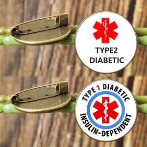 Broschen Typ 1 bis 2 für Männer Frauen Epilepsie Allergie COPD Alarm Symbol Glas Gem Abzeichen Pins Accessoires