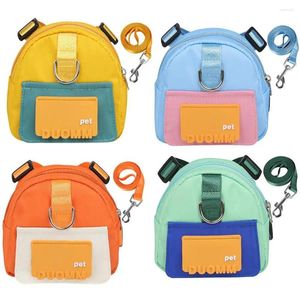 Dog Apparel Pet Dogs Puppy Mochilas com coleira bulid-in cocô de cocô dispensador sem puxão Strap Ajuste Pets Self Carrier para