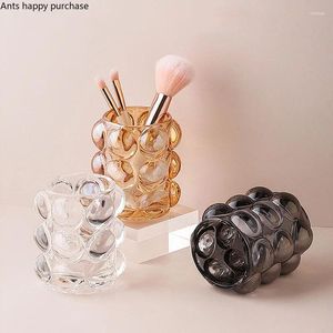 Flaskor Transparent glas förvaringsrör Makeup Tools Jar Pen Holder Desktop Prydnader Dekorativ flaskor Organiserad låda