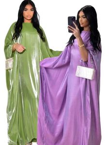 Ethnic Clothing Batwing Butterfly Satin Shimmer Abaya Dubai Luxury Muslim Maxi Kaftan Dresses Abayas For Women Ka Caftan Robe Femme Vestidos T240510