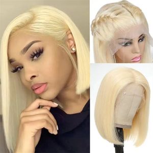 Bob Wig Lace Frente Frente Brasileiro Human Wigs Para Mulheres Negras Pré -Piscuções Curta Naturais HD SINTETÉNICOS HD Full Full Frontal Feching DHL Free