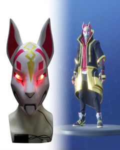 Kitsune Fortniter Mask Drift Fox ile Led Light Battle Royale Full Face Cadılar Bayramı Parti Maskesi Kostüm Satan Serin Mask9726518