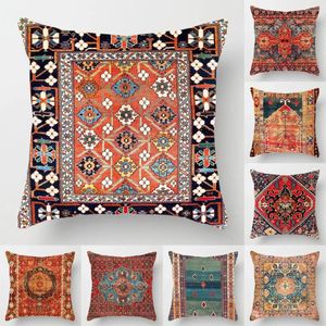 Travesseiro travesseiro étnico travesseiro de peru estilo persa linho tampa de pintura de tapete para sofá casas de decoração de casa 45x45cm