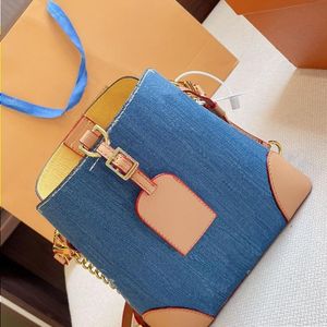 10A Fashion For Denim Bucket Bag Blue Bags Fashion Pocket Women Purse Leather Stitching Shoulder Shopping Cool Designer Wiedu