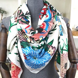 130 130cm luxury brand twill silk scarf women bandana square scarf print scarf women fashion cape Echarpe 240511