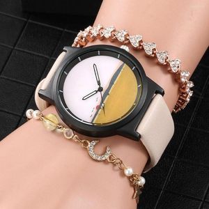 Наручительные часы модные женщины, смотрящие браслет 3 шт.