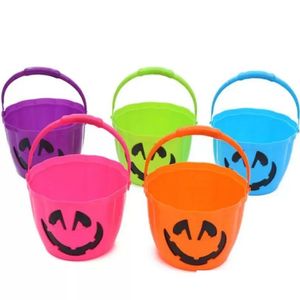 Cesti di stoccaggio Halloween LED LED Portable Pumpkin Basket Trick Or Treat Colourf Children Gaccy Candy Buckets Decorazioni per feste di Natale DHCB8