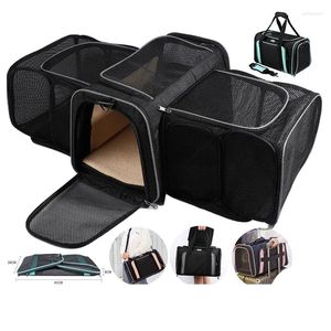 Cat Carriers High Quality Foldable Backpack Pet Double Extension Dog Cage Breathable Nest Portable Out Bag Puppy Handbag Air Transport Ba