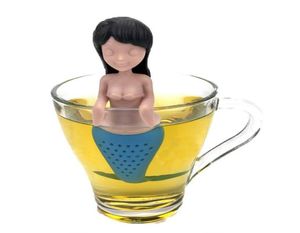 100pcslot New Mermaid Tea Infuser Silicone Tea Strainer Teapot Filter Tea bags Drinkware tool SN20016270877