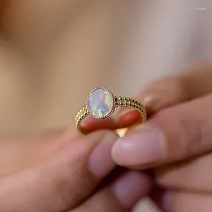 Clusterringe Vintage farbige hochwertige Paar Ring kreative strahlende modische Opal für Frauen Engagement Bankett Schmuck Eröffnung