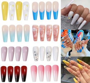 24 pezzi di navighi finti professionali lunghi ballerina mezza bocconia acrilica francese Premere su unghie Copertura completa Manicure Beauty Tools5718892