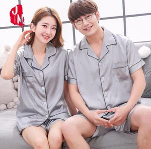 Men039s Sleepwear Short Satin Men Pajama Set Summer Sleeve Homewear TwoPiece Silk For Suit Pyjama Male M L XL XXL XXXL9983242