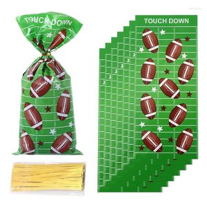 Gift Wrap 50st Rugby Theme Style Bags Cookie Candy Popcorn Wrapping Birthday Party Drawstring Boys Favor Packing Bag