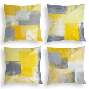 Подушка желтая серая и белая трехцветная льняная диванная наволочка для дома может быть настроена для вас 40x40 50x50
