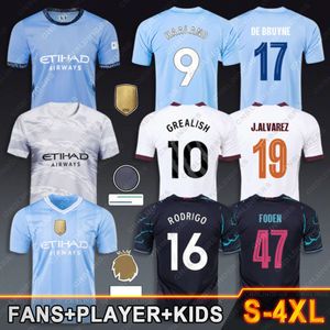 23 24 25 Camiseta Haaland Julian Alvarez Foden Fußballtrikot 2023 2024 2025 Fußball -Hemd de Bruyne Man Städte Doku Rodri Grealish Kyle Walker Bernardo Silva Kids Kit