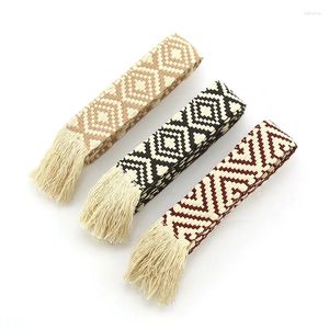 Decorative Flowers Ethnic Style Geometric Pattern Cotton Woven Tassel Waist Belt Whisker Tied