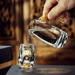 Wine Glasses Luxury Crystal Glass Cup Double Bottom 15ml Gold Foil Tea High-end Gifts Hard Liquor Vodka