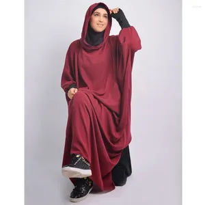 Ethnic Clothing Eid Hooded Abaya Women Muslim Prayer Garment One Piece Dress Ramadan Islamic Arabic Robe Dubai Turkey Kaftan Gown