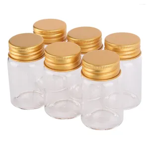 Бутылки для хранения 6 штук 40 мл стеклянных конфет с золотистыми алюминиевыми крышками Размер 37x60 мм прозрачные флаконы для свадебных услуг