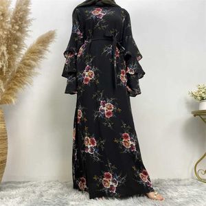 Roupas étnicas Moda de tamanho grande muçulmano Hot New Arab Dubai Clothing Feminino Islâmico Vestido de impressão feminino Saudi Malaysia long slve elegante T240510