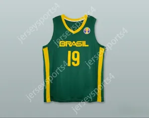 Custom Nay Mens Youth/Kids Leandro Barbosa 19 Brasil Nationalmannschaft Green Basketball Trikot Top S-6xl