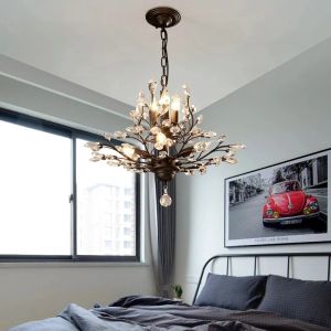 Fransk kristallledande ljuskrona för vardagsrum mat sovrum hängande lampor för takhänge lampan modern upphängning belysning