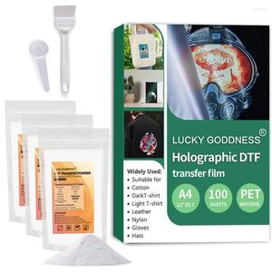 Adesivi per finestre Lucky Deadness olografica DTF Film Sublimation Inchiostro A4 100 PCS 300G Powder White Direct to Iron-On All Fabric fai da te