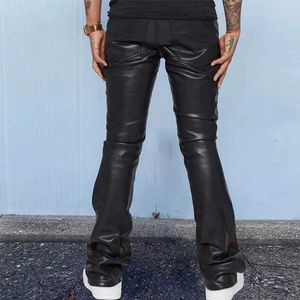 Men's Pants Trousers mens pants mens casual artificial leather hip-hop pants loose mens mid waist oversized mens pantsL2405