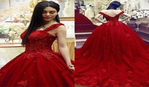 New Sweet 16 Quinceanera Dress Ball Gown Lace 3D Floral Appliques Beaded Masquerade Puffy Long Prom Evening Formal Wear Vestidos1081233